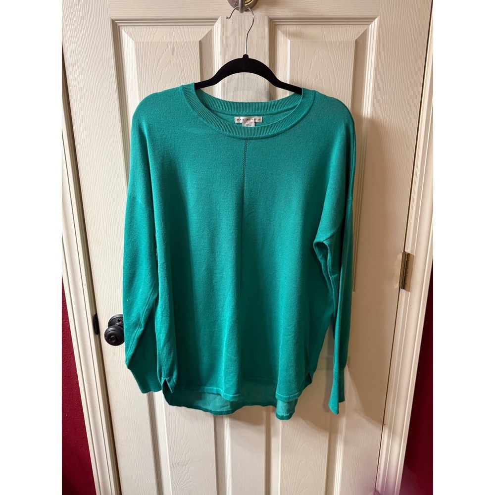 Women's Long Sleeve Max Studio Tunic Size Large Teal-Very Soft‎
